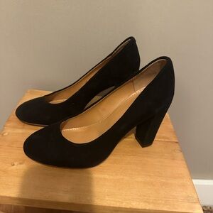 J. Crew Black Suede Block Heel Pumps